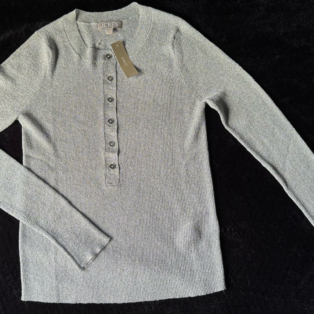 J.Crew Metallic Gray Knit Sweater